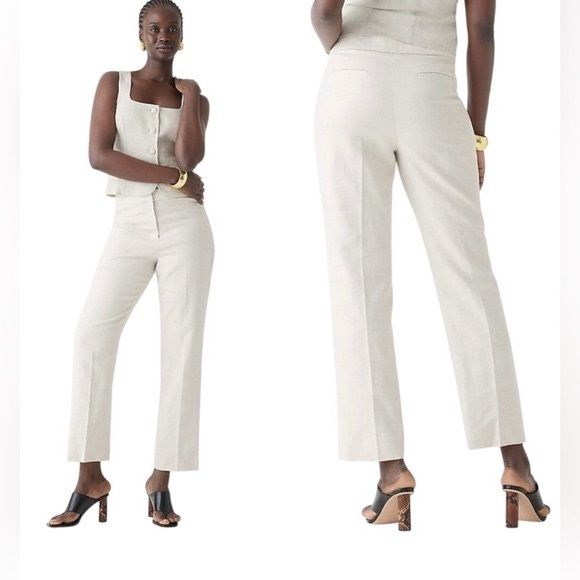 J. Crew Kate Straight-leg Ankle Pant in white cotton-blend - Picture 2 of 7